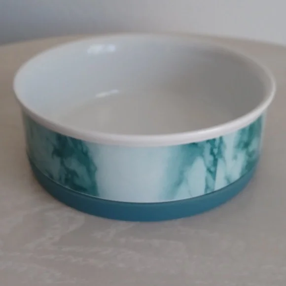 Bone Dry Ceramica NON SKID Marble Design Dog / Cat Bowl In Teal - Picture 3 of 11
